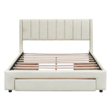 Load image into Gallery viewer, Full Size Upholstered Platform Bed with One Large Drawer in the Footboard and Drawer on Each Side,Beige
