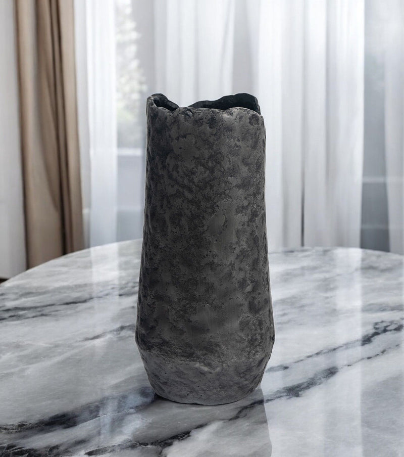 Hammered Cylinder Table Vase - Gray