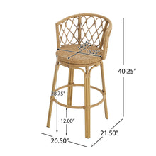 Load image into Gallery viewer, Bohemia - Outdoor Brown Wicker Bar Stool (Set of 2) With Metal Frame And Faux Rattan - Light Brown

