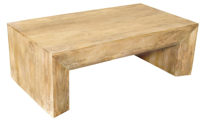 Solid Wood Distressed Sled Coffee Table - Natural