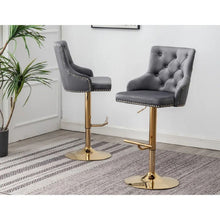 Load image into Gallery viewer, Adjustable Swivel Bar Stool With Nailhead Trim (Set of 2)
