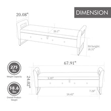 Load image into Gallery viewer, Wide Storage Soft Ottoman Bench With Armrests

