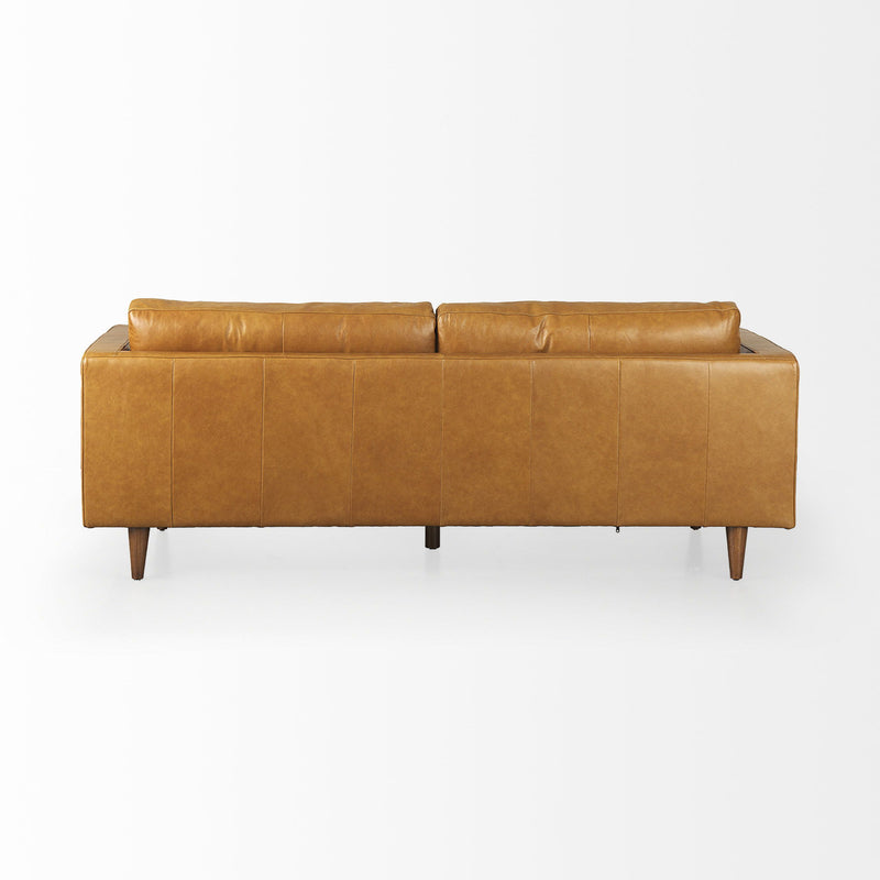 Leather Sofa With Toss Pillows - Brown