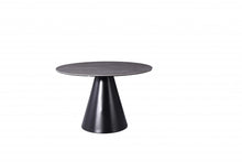 Load image into Gallery viewer, 47" Rounded Stone And Iron Pedestal Base Dining Table - Gray
