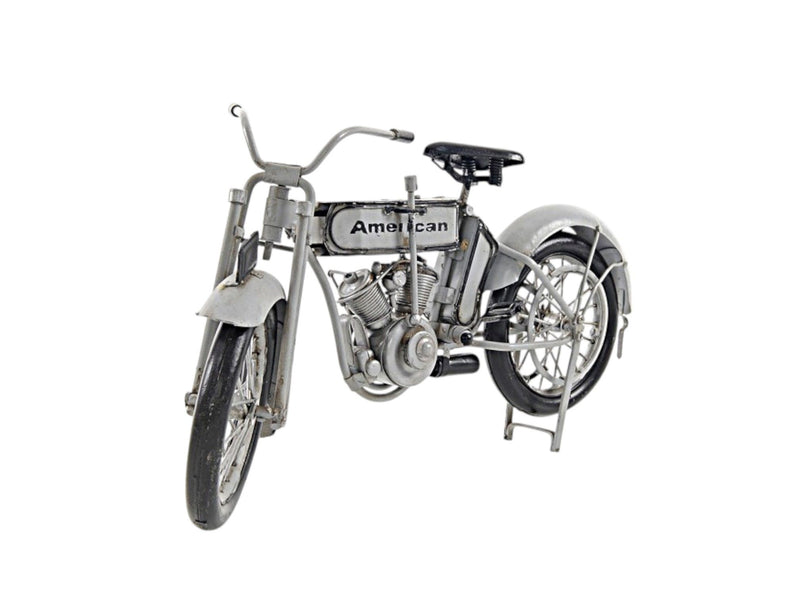 Hand Painted Model Motorcycle Tabletop Sculpture - White