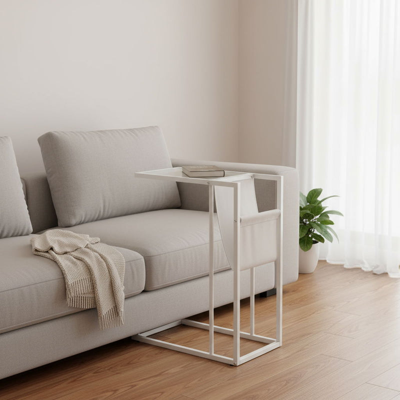 Modern Metal And Glass TV Table - White