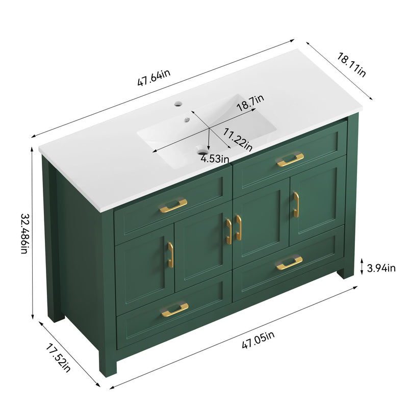 Bathroom Vanity With Sink Combo, 4 Soft Close Doors And 4 Drawers