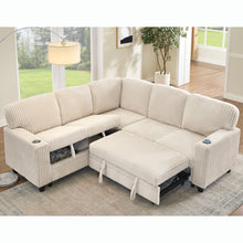 Load image into Gallery viewer, L-Shaped Sofa With Pull Out Sofa Bed With USB
