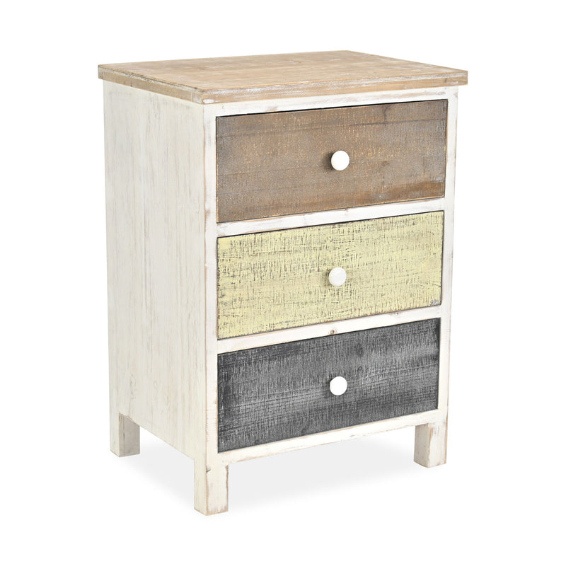 19" Distressed Accent Cabinet With Three Drawers - Gray