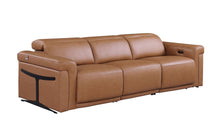 Load image into Gallery viewer, Top Grain Leather Reclining Metal USB Sofa (720429) - Chestnut
