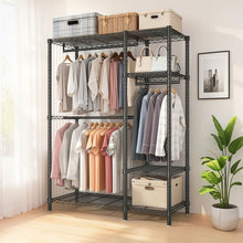 Load image into Gallery viewer, Freestanding Clothes Rack, With 6 Adjustable Wire Shelves And 3 Garment Rails - Black
