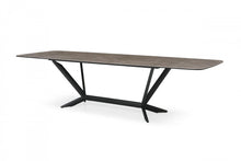 Load image into Gallery viewer, 118" Ceramic And Metal Trestle Base Dining Table - Black / Gray
