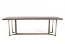 Load image into Gallery viewer, Solid Wood Trestle Base Dining Table - Brown / Brass
