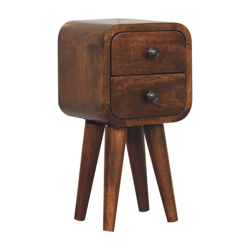 16" Solid Wood Square Two Drawer Nightstand - Brown