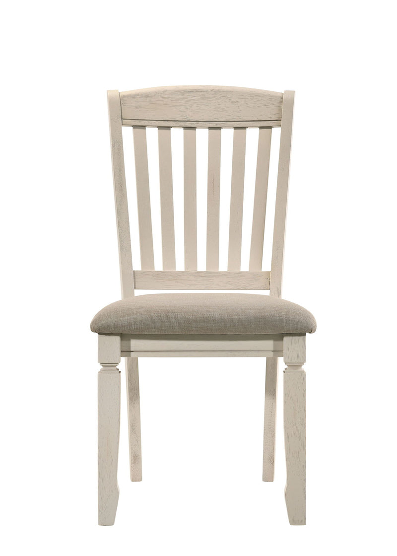Upholstered Fabric Slat Back Dining Side Chairs (Set of 2) - Tan / Cream