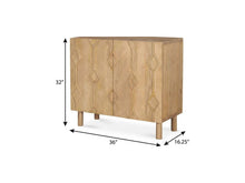 Load image into Gallery viewer, 36" Solid Wood Carved Geometric Accent Cabinet With Two Doors - Natural
