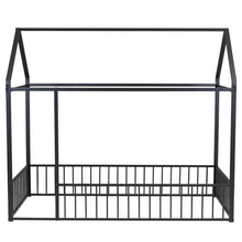 Load image into Gallery viewer, Metal Bed House Bed Frame With Fence
