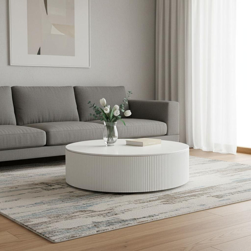 Round Drum Coffee Table - White