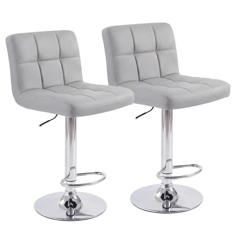 Faux Leather Swivel Bar Chairs (Set of 2) (745414) - Gray / Silver