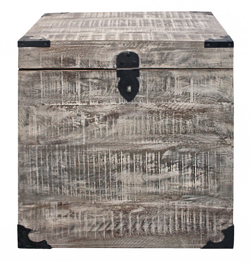Solid Wood Square End Table - Gray