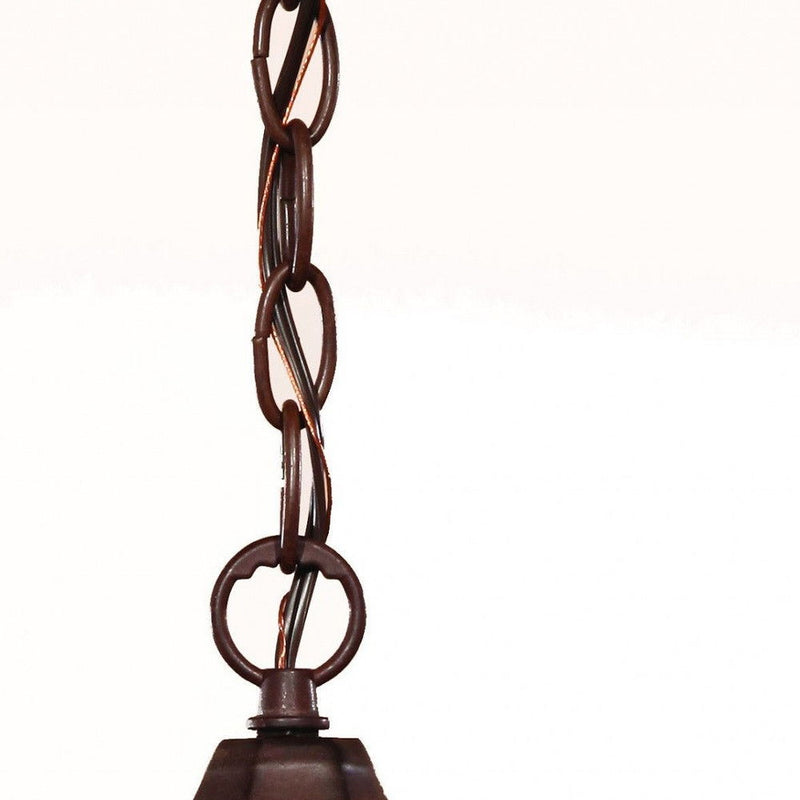 Lantern Beveled Metal Dimmable Chandelier With Clear Shades - Brown