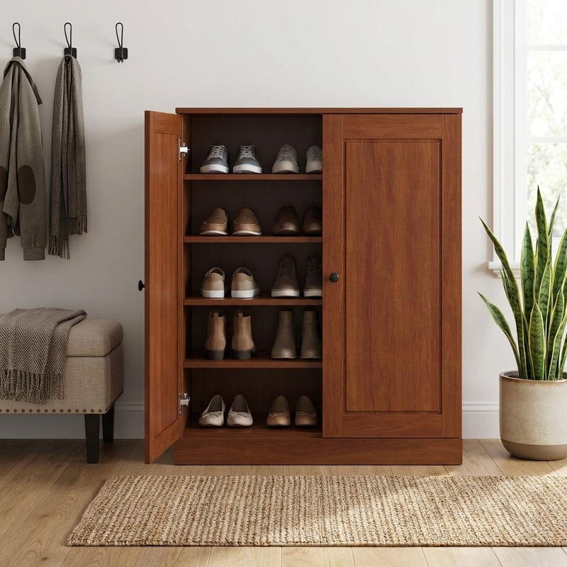 Twenty Pair Solid Woodshoe Storage Cabinet (752359) - Coffee