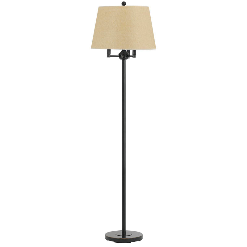 62" Four Light Traditional Shaped Floor Lamp With Beige Square Shade - Bronze