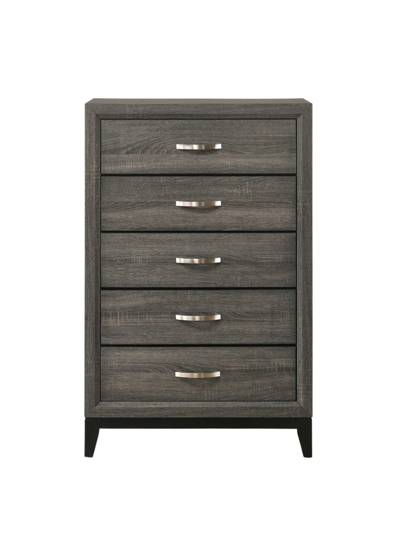 Wood Five Drawer Chest - Gray