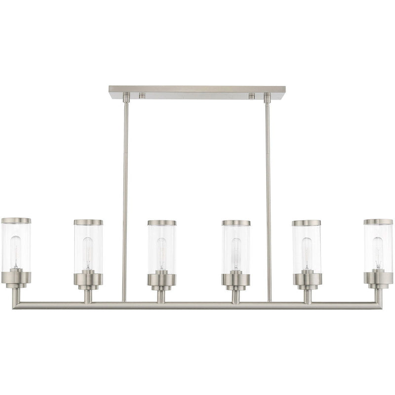 21'' Six-Light Dimmable Chandelier With Shades - Nickel