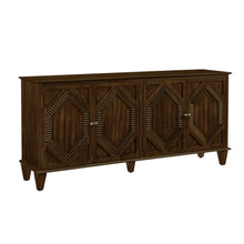 Load image into Gallery viewer, Wood Carved Geometric Accent Cabinet With Four Doors - Brown
