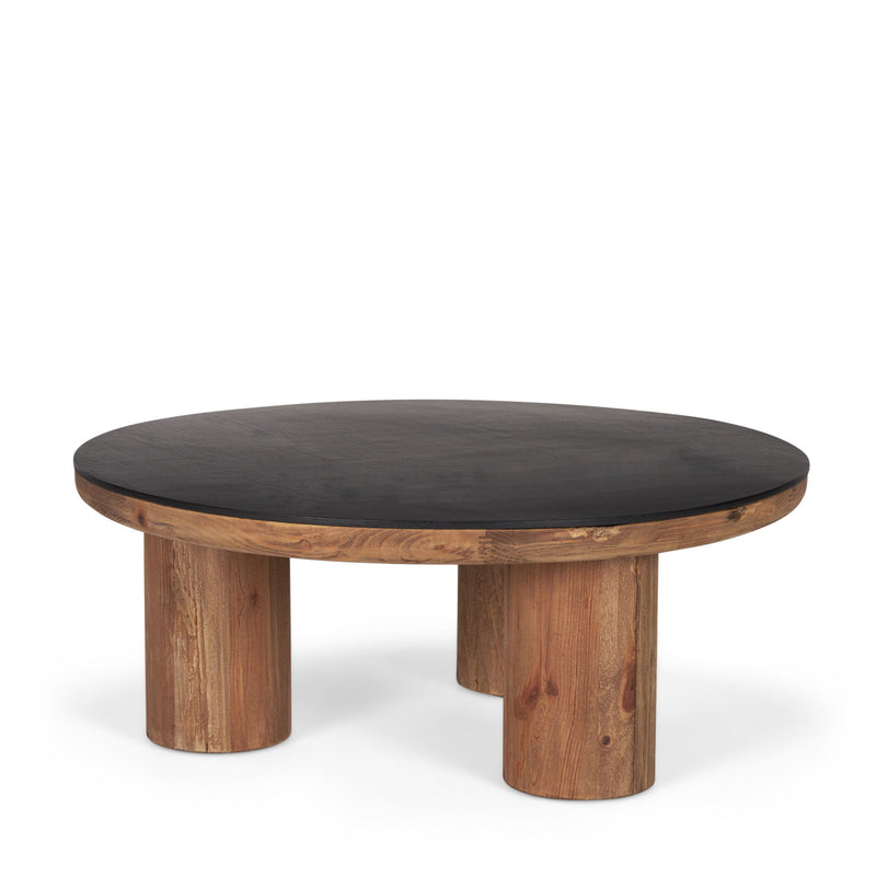 Reclaimed Round Coffee Table - Black / Brown