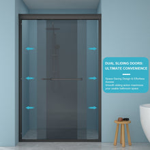 Load image into Gallery viewer, Double Sliding Glass Shower Door 8Mm Tempered Glass With Stainless Steel Frame - Matte Black
