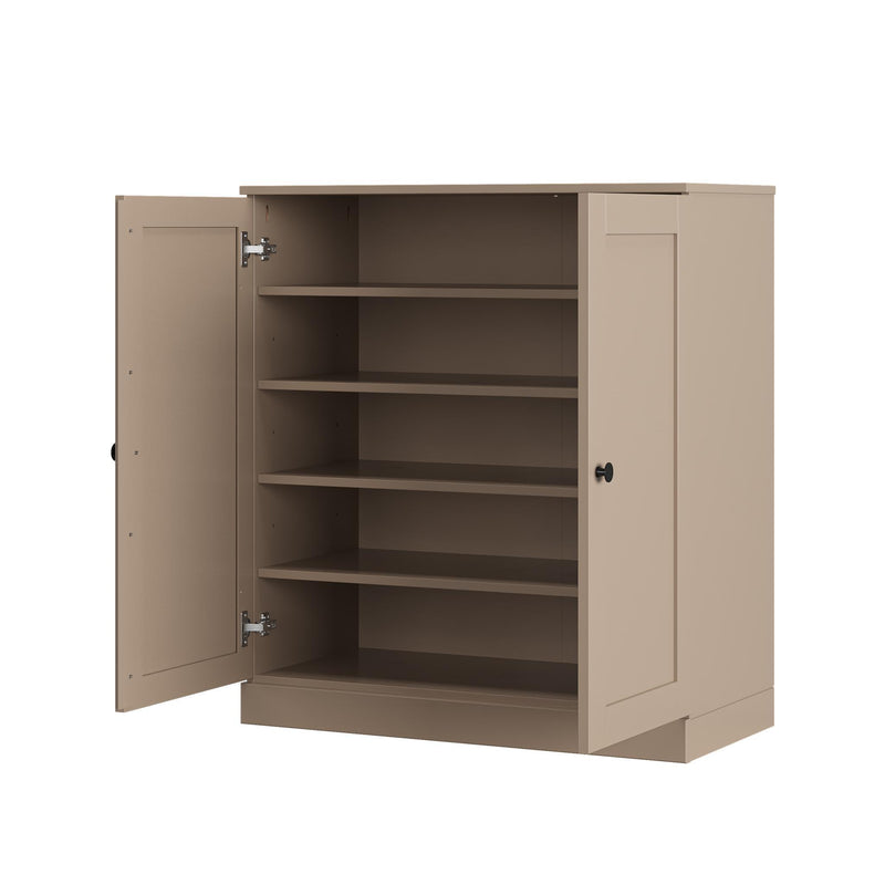 Twenty Pair Solid Woodshoe Storage Cabinet (752353) - Beige