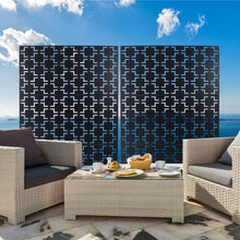Load image into Gallery viewer, Outdoor / Indoor Privacy Screen Metal Privacy Screen, Freestanding Decorative Privacy Screen For Deck Balcony Patio - Black
