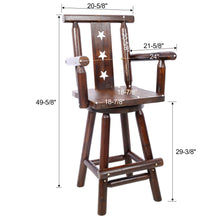 Load image into Gallery viewer, Rustic Tall Bistro Chair Decorative Star Backrest And Footrest, Fir Wood, 4 Foot - Brown
