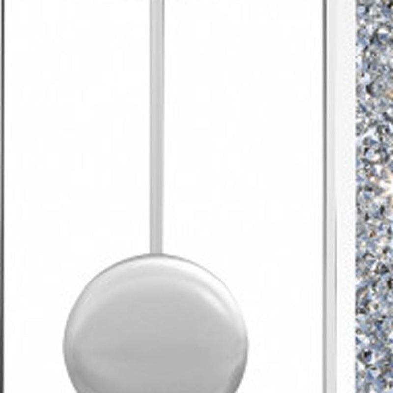 Mirrored Silent Analog Oval Wall Clock - Silver