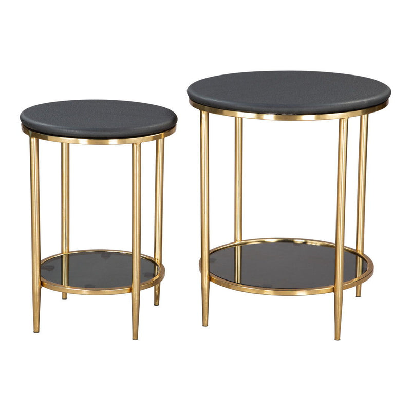 Genuine Marble Round Coffee Table - Black