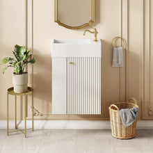 Load image into Gallery viewer, Floating Bathroom Vanity With Resin Basin, Left Side Storage - White
