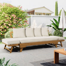 Load image into Gallery viewer, Outdoor Patio Daybed Sofa, 3 Seat Sofa With Foldable Arm 4 Back Pillows
