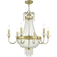 Load image into Gallery viewer, 28" Six Light Dimmable Chandelier With Shades - Gold
