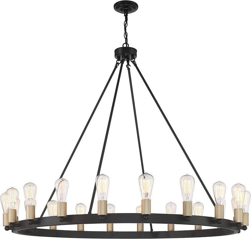 40'' Candle Style Multi Light Metal Dimmable Chandelier - Black / Gold