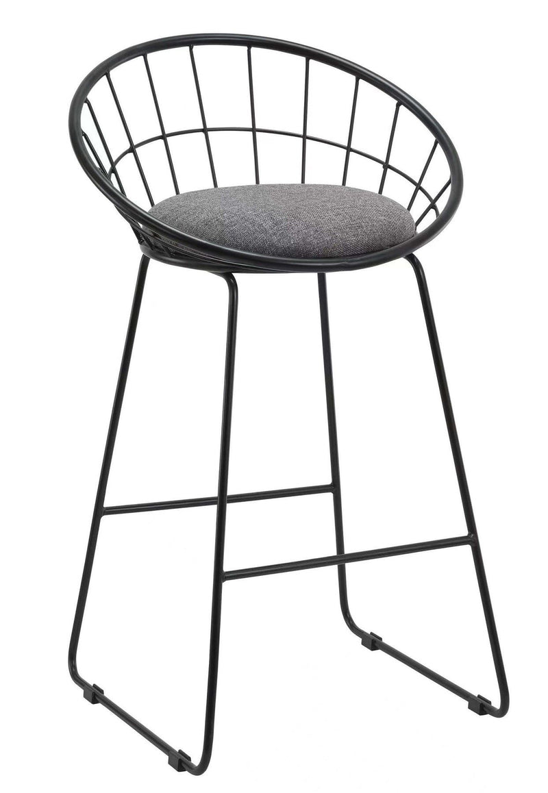 Fabric And Metal Low Back Counter Height Bar Chairs (Set of 2) - Gray And Black
