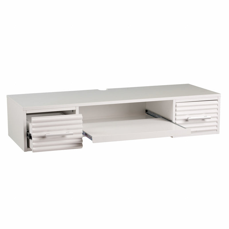 Wall Mount Desk With Drawers - White