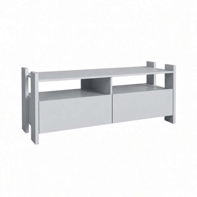 TV Stand For TVs Up To 55" With Open Shelves And 2 Drawers - White