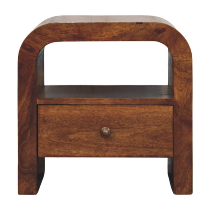 18" Solid Wood Two Drawer Nightstand - Brown
