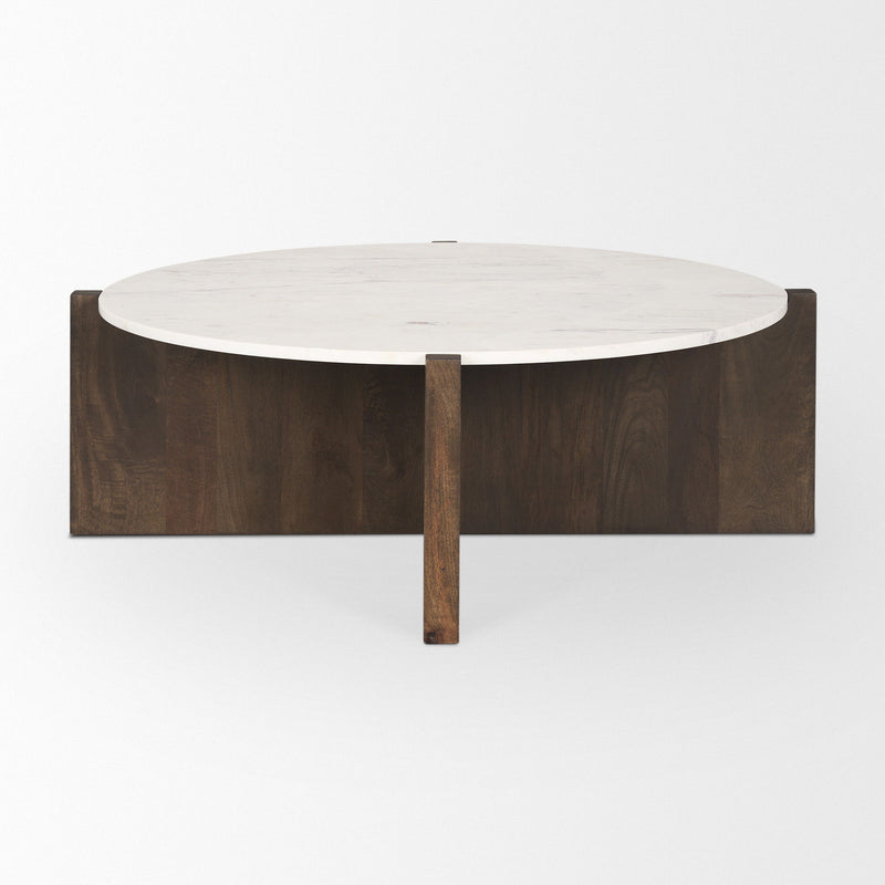 Round Coffee Table (727812) - White / Brown / Stone