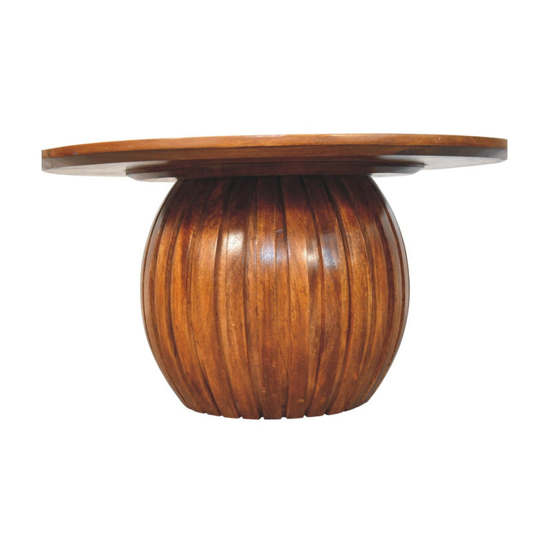 Round Coffee Table With Seven Drawers - Brown