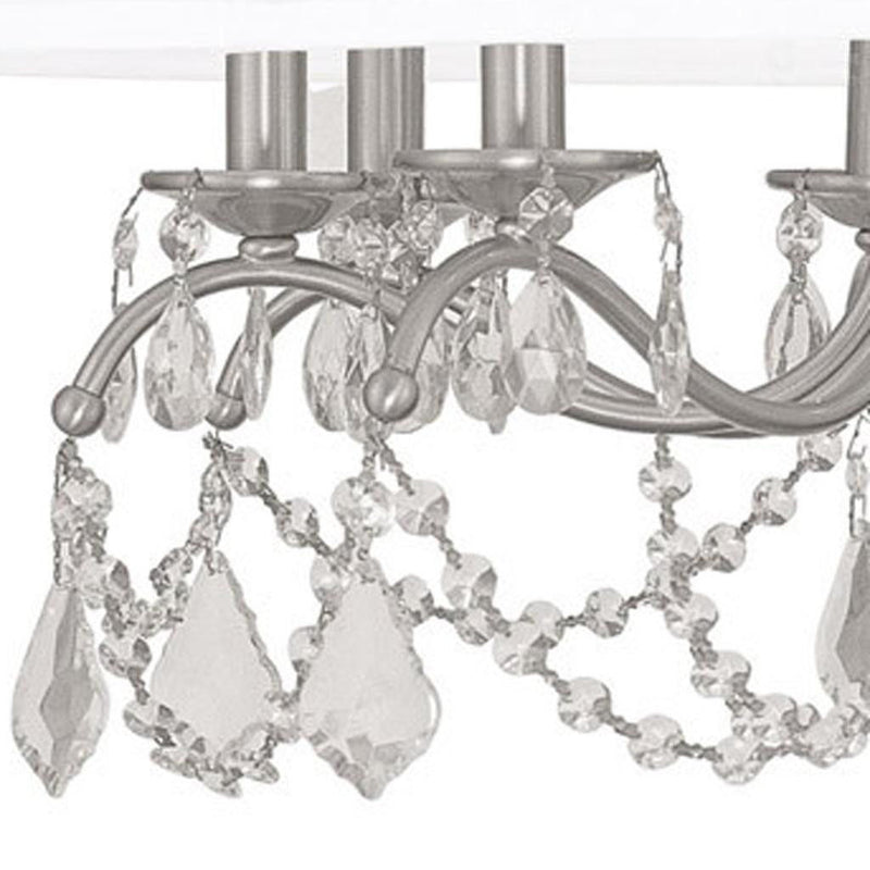 21" Eight Light Dimmable Chandelier With Shades - Nickel