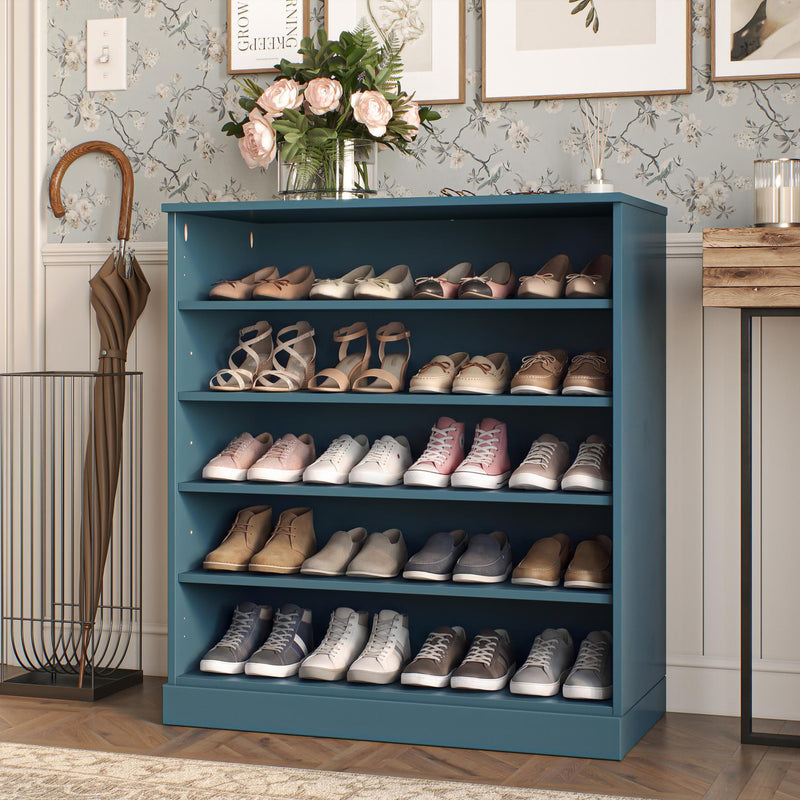 Twenty Pair Solid Woodshoe Storage Cabinet (752320) - Teal Blue
