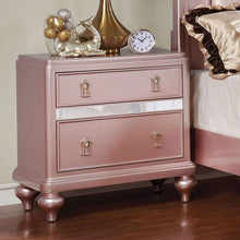 Load image into Gallery viewer, Nightstand With Mirror Accent Panels, 2 Drawer Design - Rose Gold
